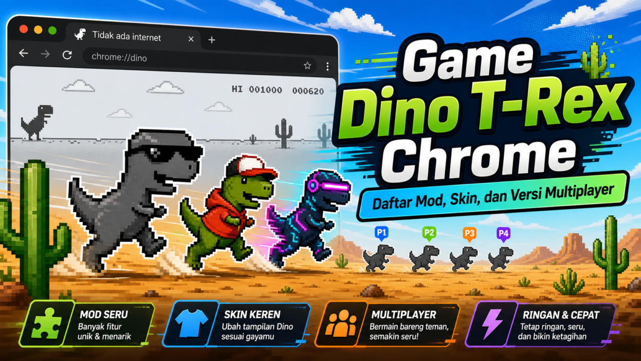 Game Dino T-Rex Chrome: Daftar Mod, Skin, dan Versi Multiplayer